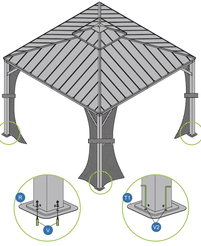 Schritt 25: Verankerung des Pavillons