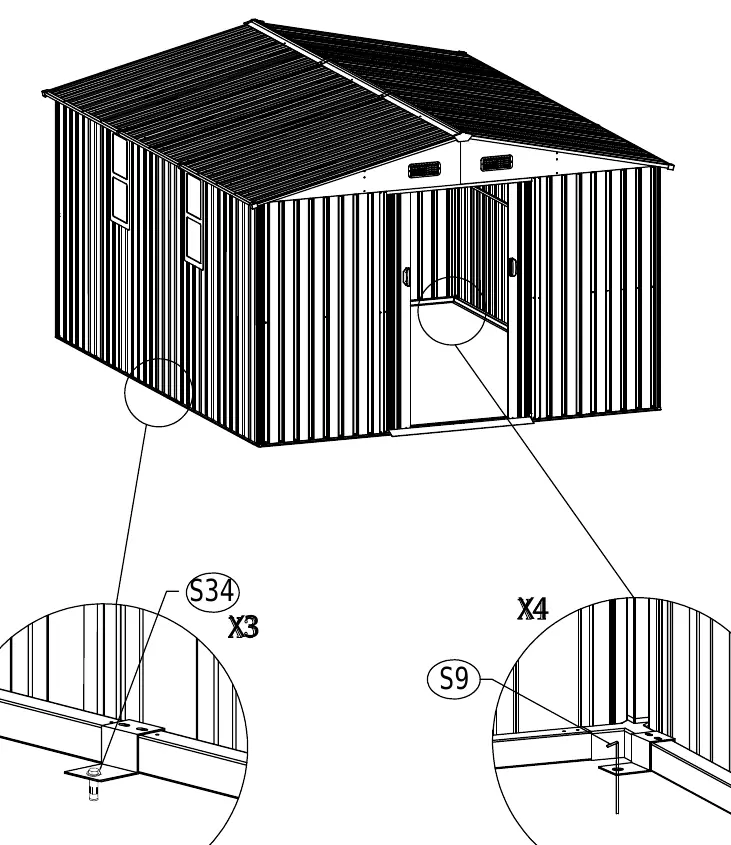 Verankerung des Gartenhauses
