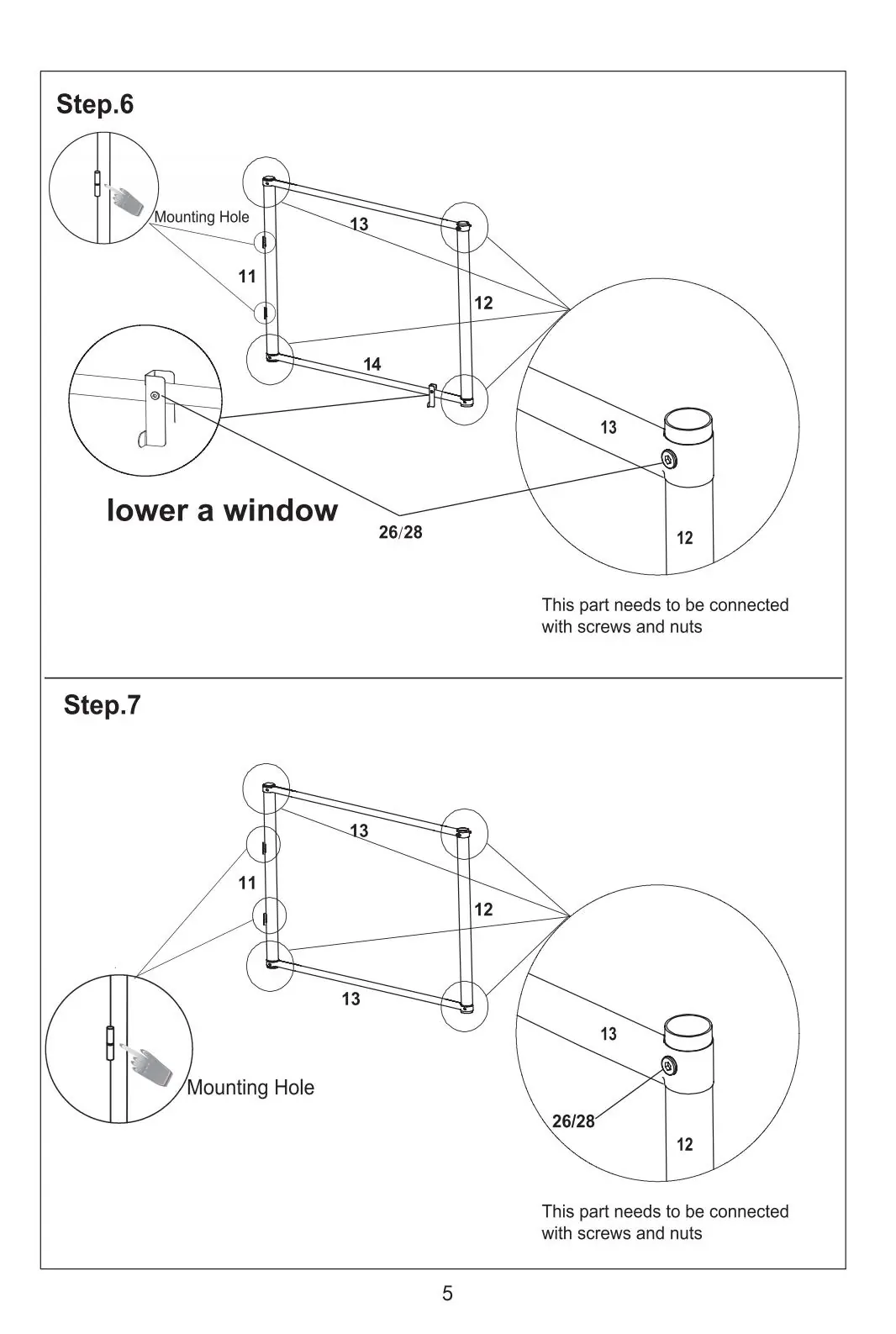 Montageschritte 6 und 7: Fensterrahmen