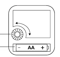 Diagramm des Uhrwerks mit Einstellrad und Batteriefach