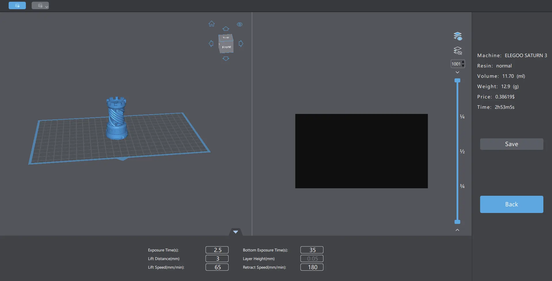 Slicing-Vorschau und Export-Optionen