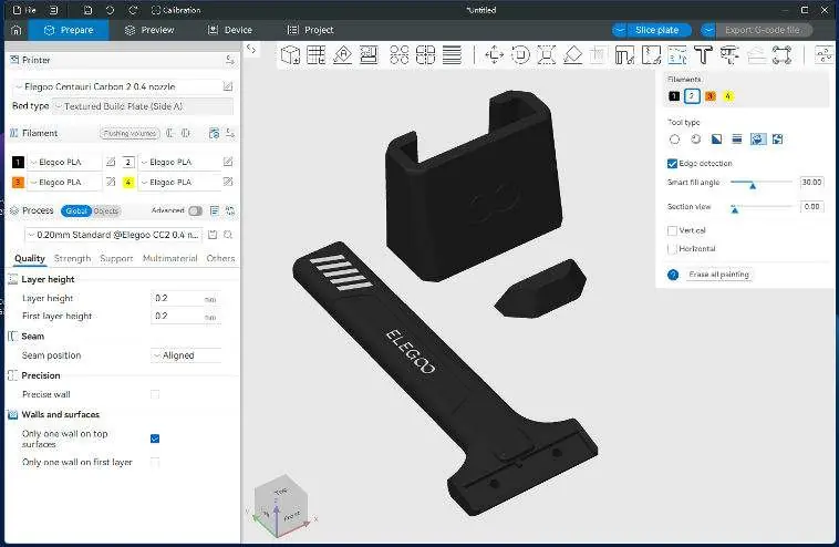 ElegooSlicer Benutzeroberfläche