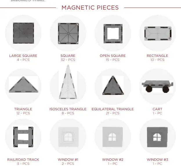Übersicht der im Set enthaltenen magnetischen Bauteile
