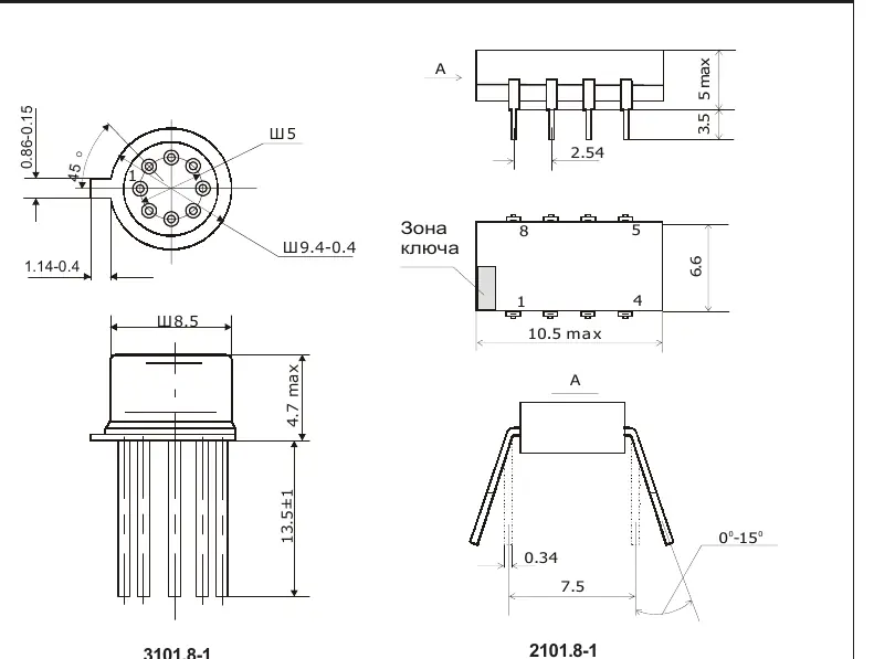 Mechanische Zeichnungen der Gehäusetypen