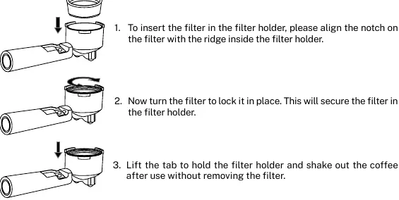 Einsetzen des Filters in den Siebträger