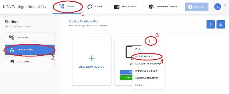 Menü zur Auswahl der IP-Einstellungen im KDS Configuration Utility