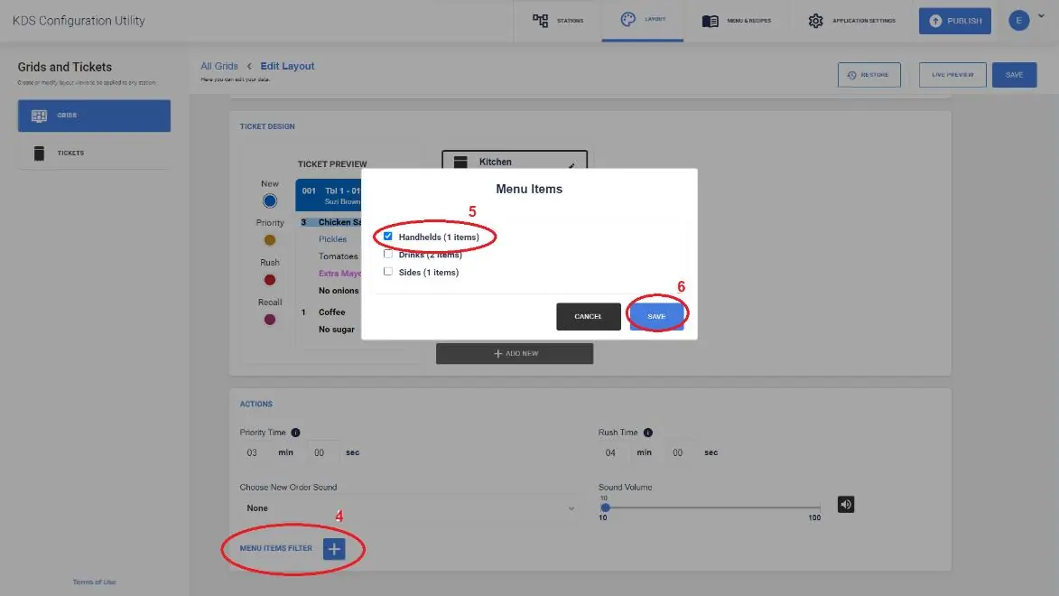 Aktivierung des Menu Items Filters