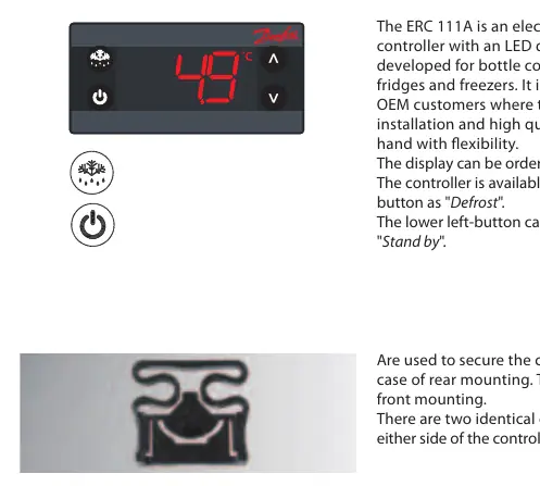 Display, Tasten und Montageclips des ERC 111A