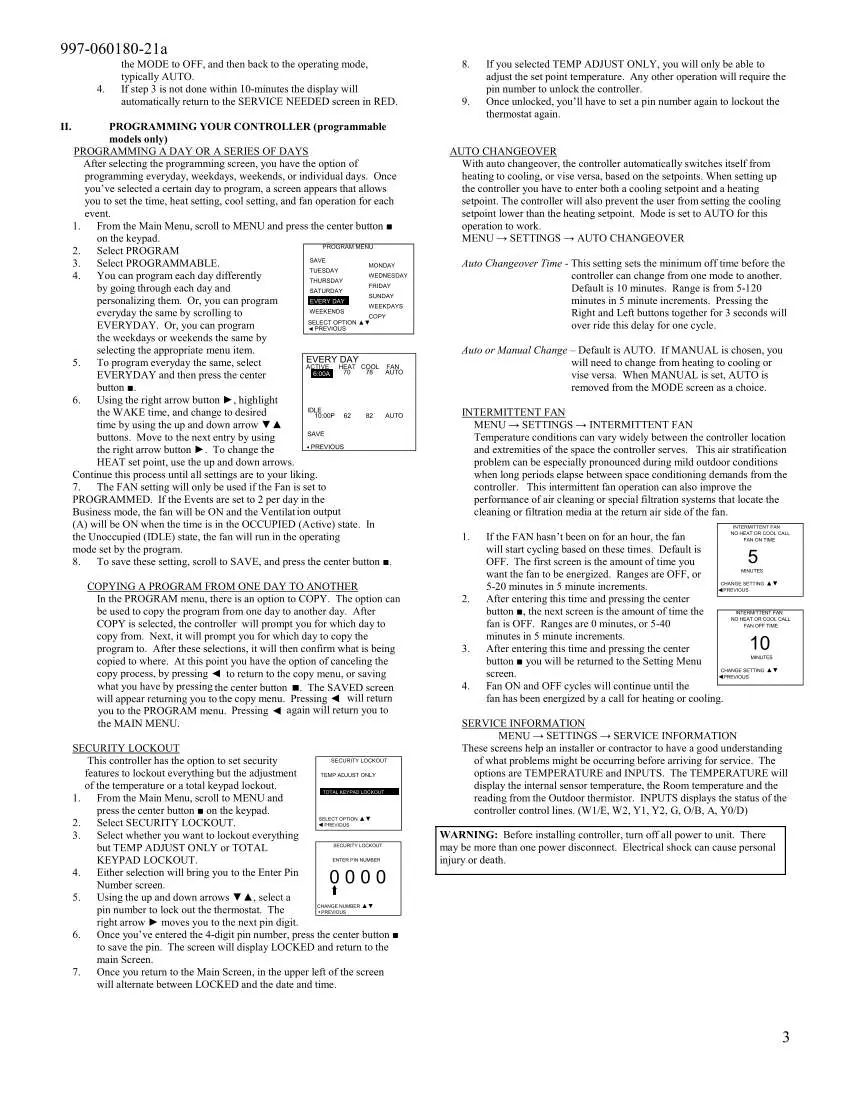 Menüstruktur für Programmierung und Sicherheit
