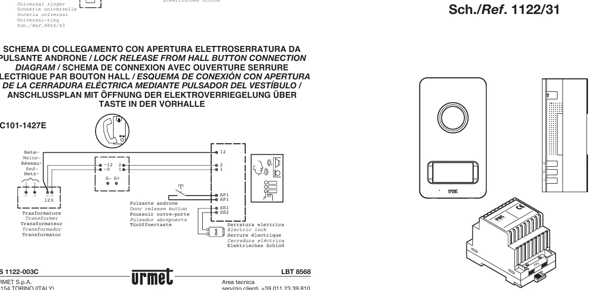 Schaltpläne für die Basisinstallation und den Anschluss des elektrischen Türöffners.