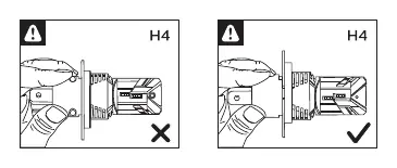Korrekte Ausrichtung der H4-Lampe