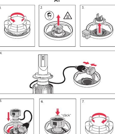 Installationsschritte für H7/H4 Lampentypen