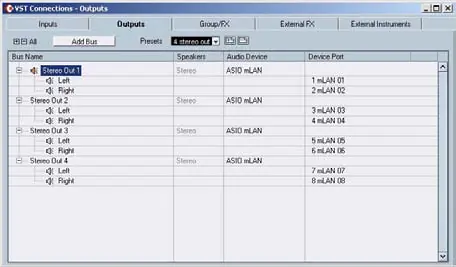 VST Connections Output Konfiguration
