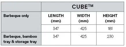 Abmessungen des Everdure CUBE 115-SQ