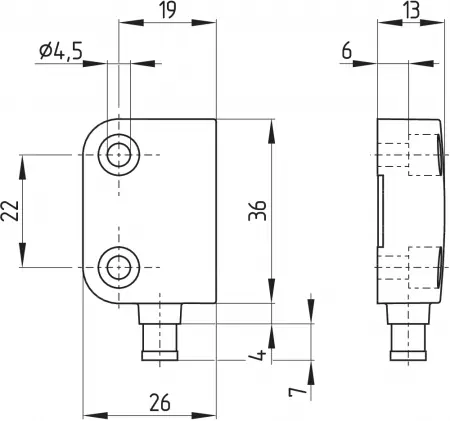 Abmessungen des Sicherheitssensors mit Stecker