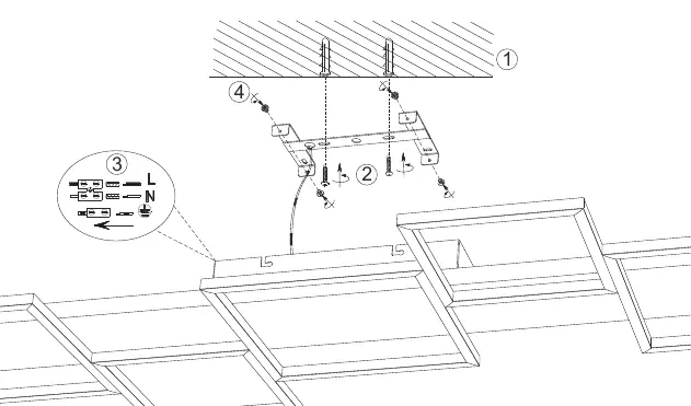 Installationsdiagramm: Montage der Halterung und elektrischer Anschluss