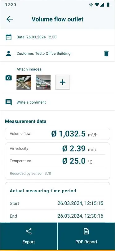 Export-Bildschirm der App