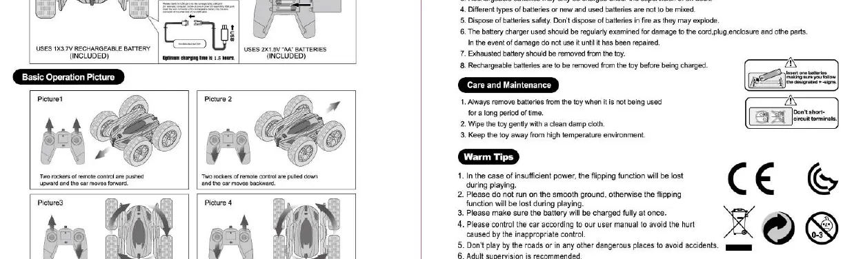 Grundlegende Bedienung des RC-Autos mittels Fernbedienung.