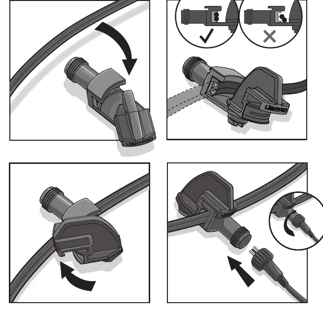 Anschluss der Leuchte an das Hauptkabel.