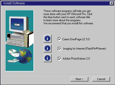 Software-Auswahlmenü