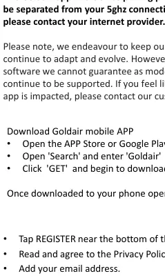 Registrierungsprozess in der Goldair-App