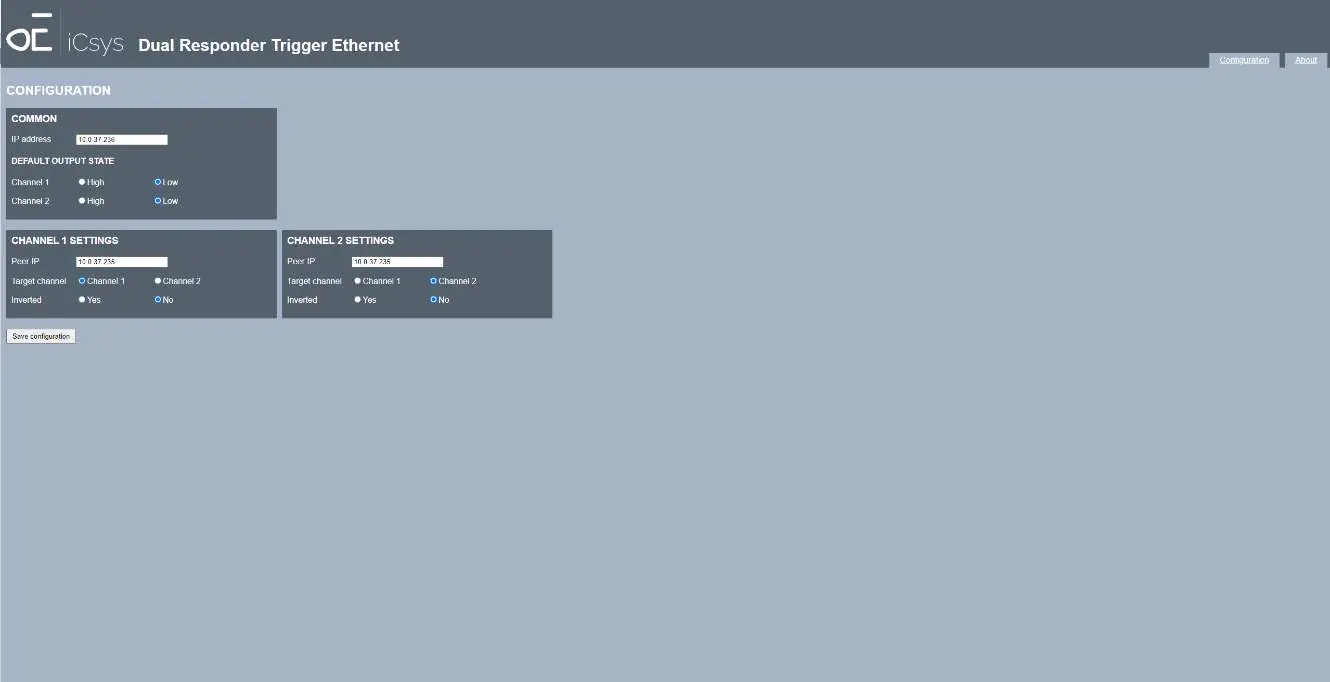 Web-Interface Konfigurationsseite