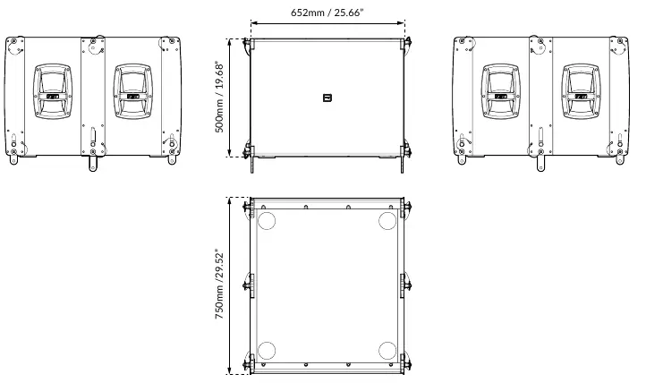 Maßzeichnungen des Subwoofers