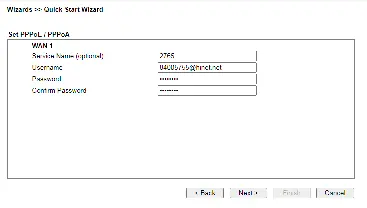 Quick Start Wizard - PPPoE/PPPoA Einstellungen