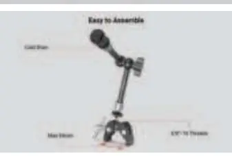 Diagramm zur Montage und den Einstellmöglichkeiten des Magic Arms