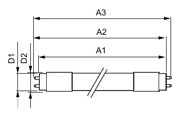 Maßzeichnung der T5-Lampe