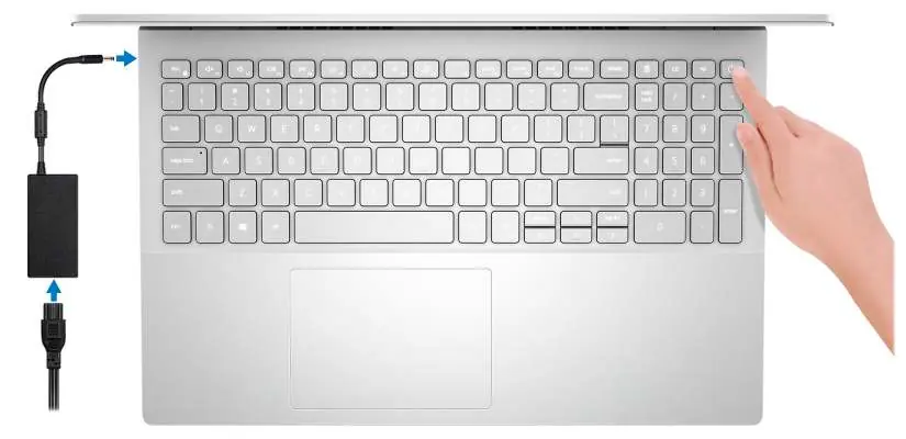 Einrichtung des Laptops und Anschluss des Netzteils