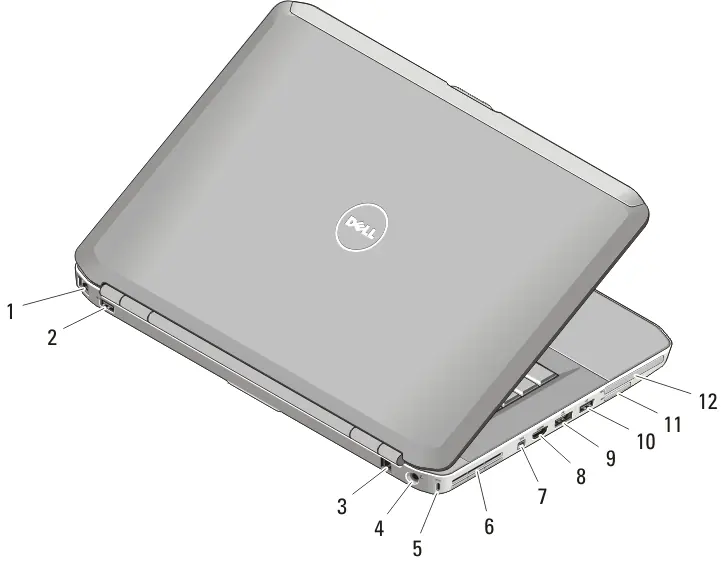 Rückansicht des Laptops mit Anschlüssen