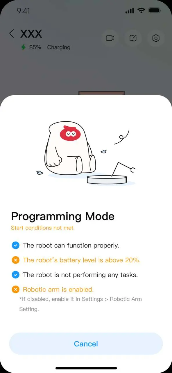 Startbedingungen für den Programmiermodus