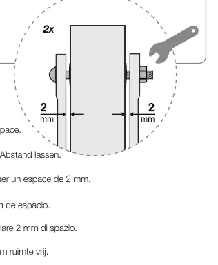 Wichtiger Hinweis: 2 mm Abstand einhalten