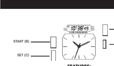 Übersicht der Tasten und Funktionen der Timex 11Z Uhr