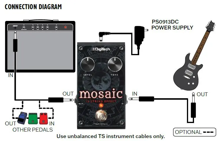 Anschlussdiagramm für das Mosaic-Pedal