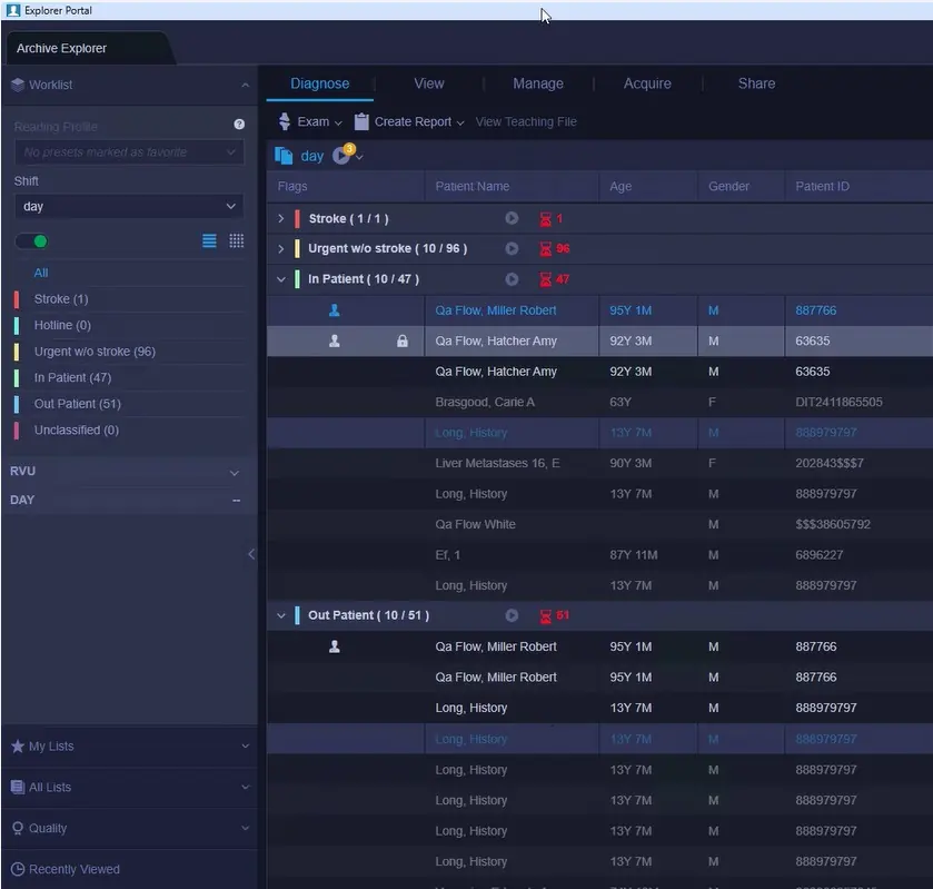 Vue Explorer Arbeitsliste und Benutzeroberfläche