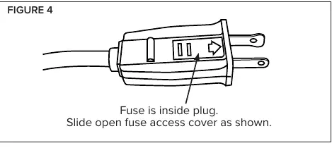 Zugang zur Sicherung im Stecker.