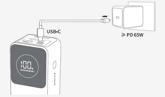 Aufladen der Powerbank über USB-C