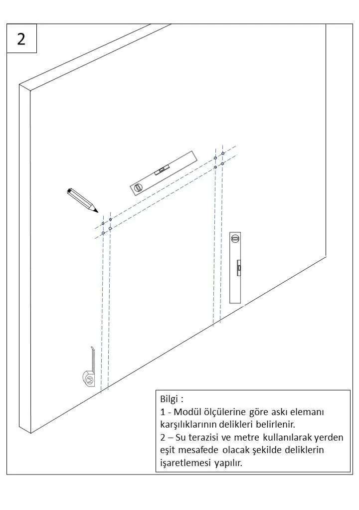 Markierung der Bohrlöcher