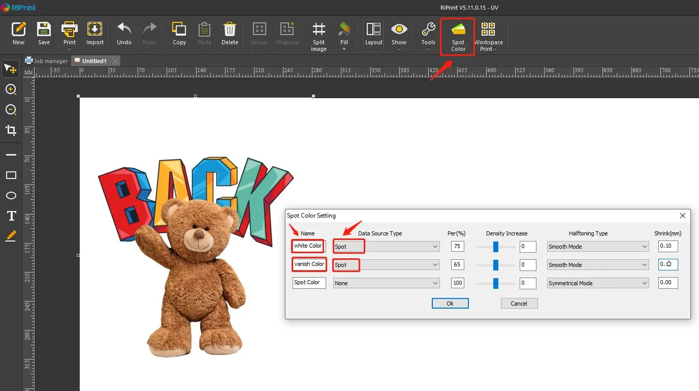 Software-Einstellungen für Weißtinte
