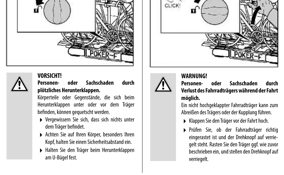Kippmechanismus des Fahrradträgers