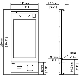 Abmessungen und Struktur des Terminals (QR-Code Modell)