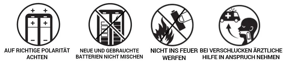 Sicherheitssymbole für Batterien