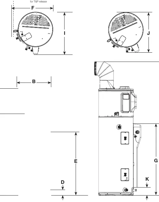 Abmessungsdiagramm für die verschiedenen Tankkapazitäten
