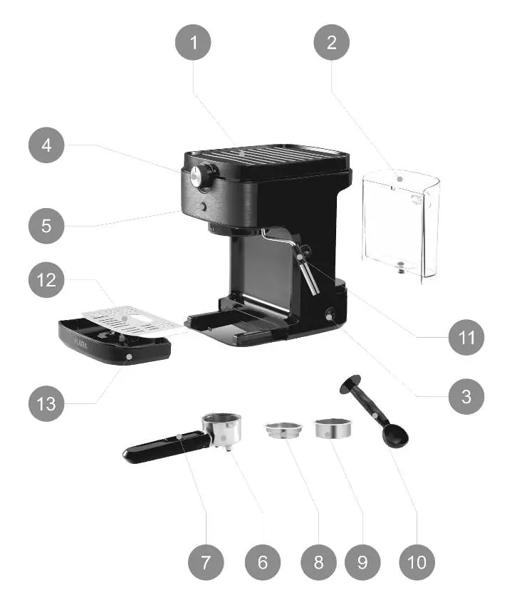 Komponenten der Espressomaschine