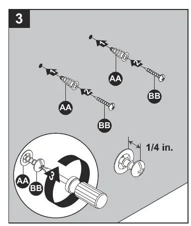 Schritt 3: Montage der Dübel und Schrauben in der Wand.