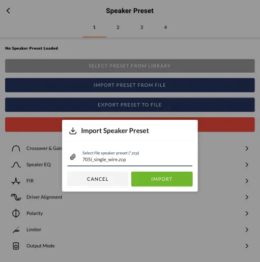 Import von Lautsprecher-Presets