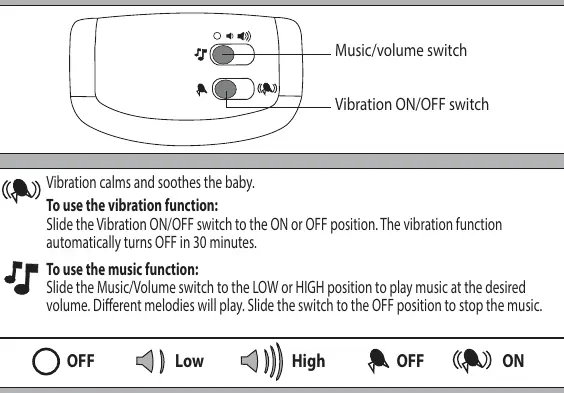 Bedienung der Musik- und Vibrationsschalter