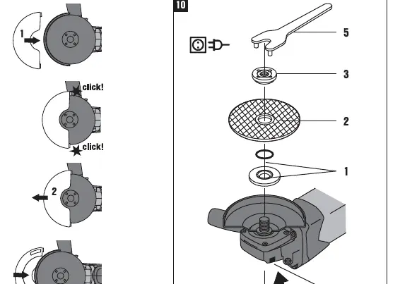 Montage der Schutzhaube (Klick-Mechanismus)